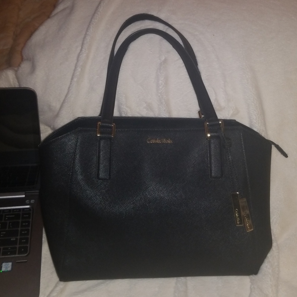 Calvin Klein black pebbled handbag
